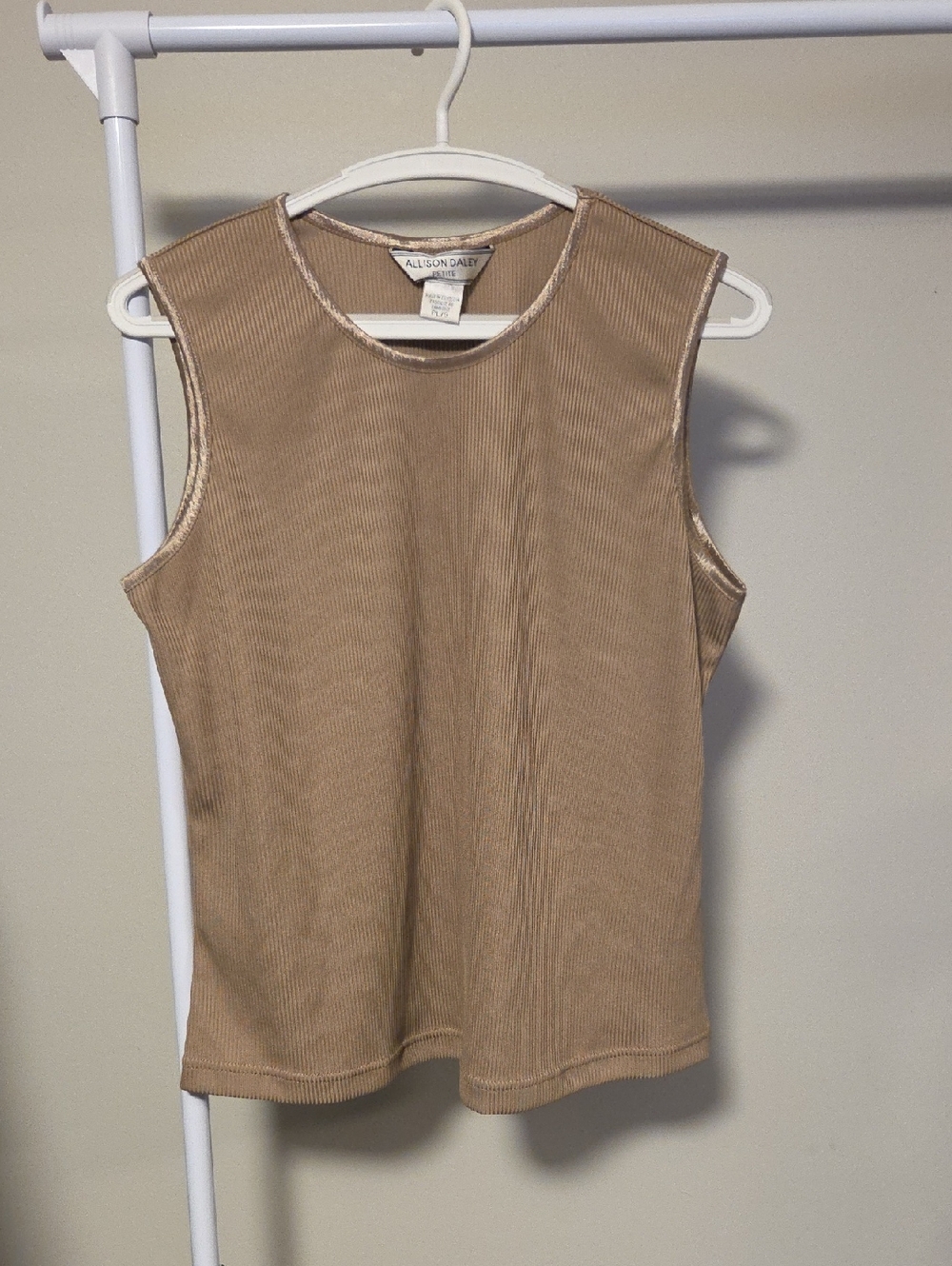 Allison Daley Ribbed Sleeveless Tank in Beige